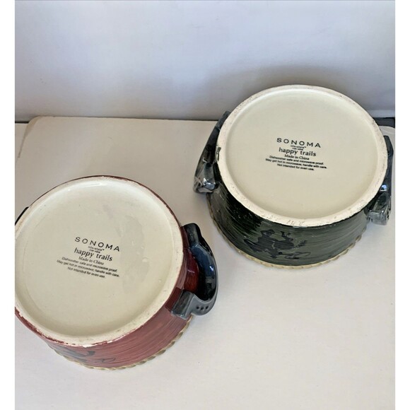 2 Sonoma Happy Trails handled Soup or Cereal Bowls Western Cowboy 2 .5" x 5 .5" - Picture 3 of 3